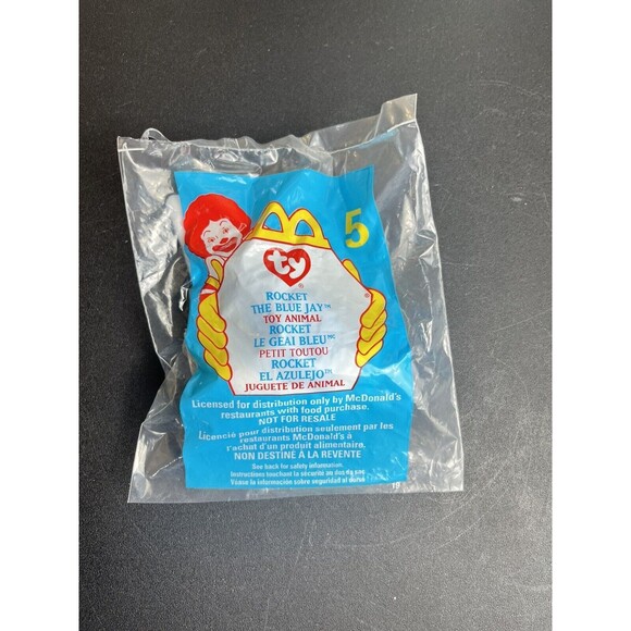 McDonalds 1993 Tag Ty Teenie Beanie Baby Rocket the Blue Jay UNOPENED 1999 - Picture 1 of 3